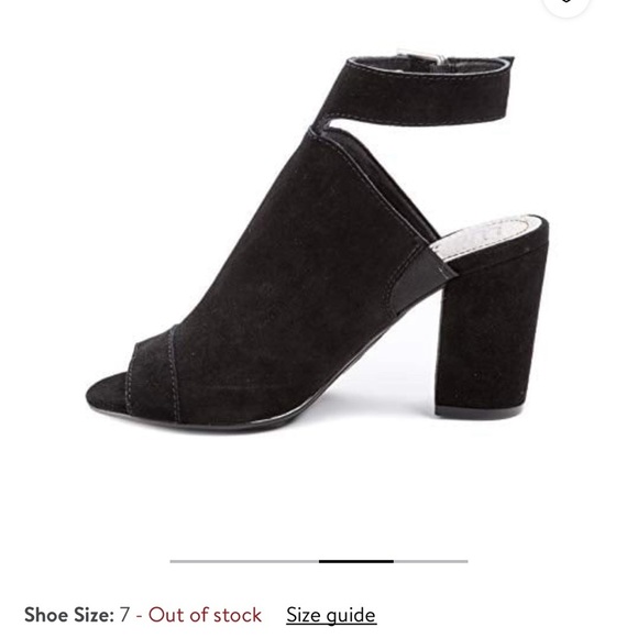 Lucca Lane Black Suede Leather Seleste Peep Toe Shoes Heels Size 8 Like New - Picture 2 of 15